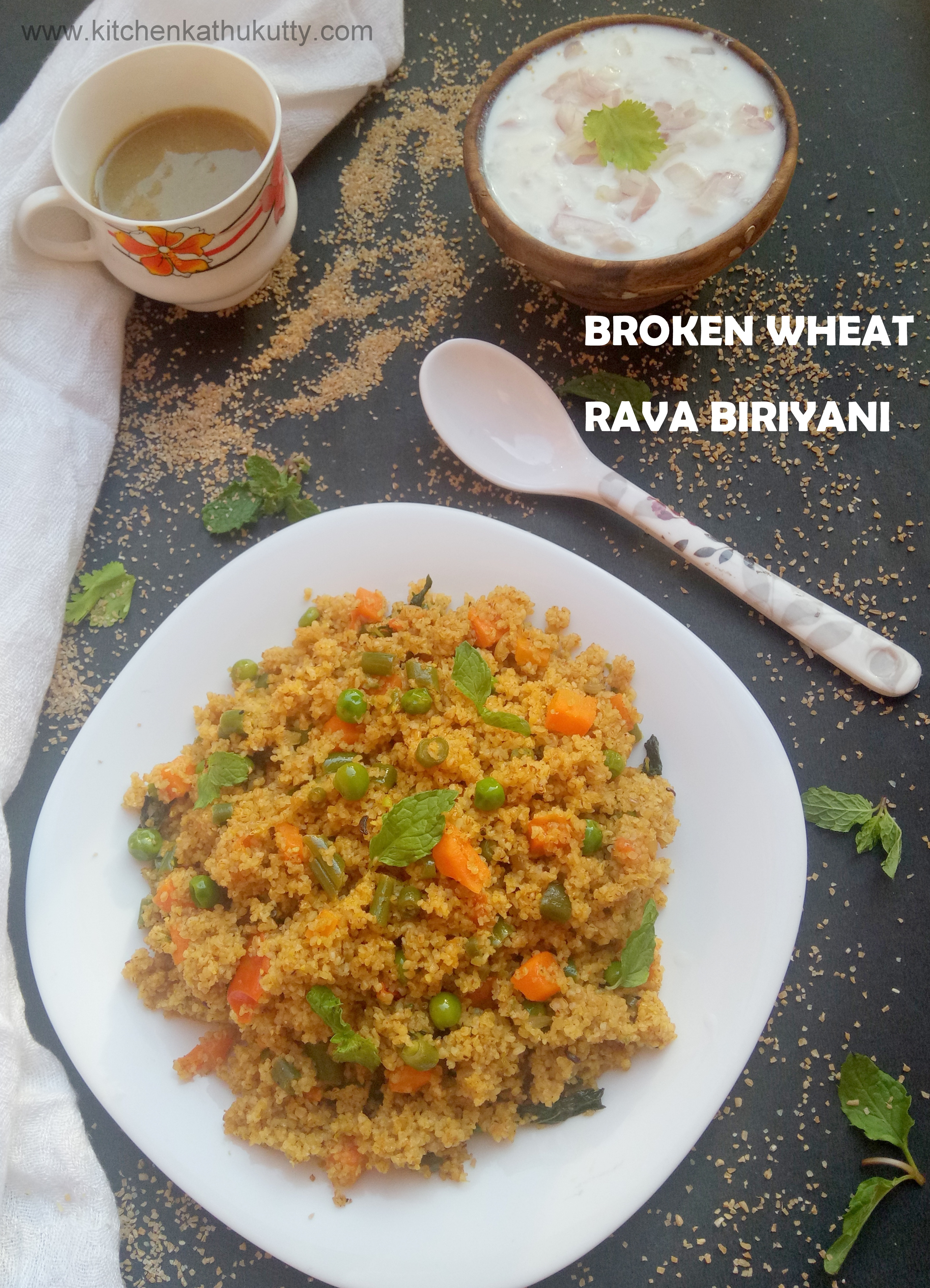 Vegetable Dalia Biryani or Broken Wheat Biriyani